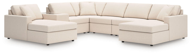 Ashley Modmax - Oyster - 7-Piece Sectional With Laf And Raf Corner Chaises And With Storage Console
