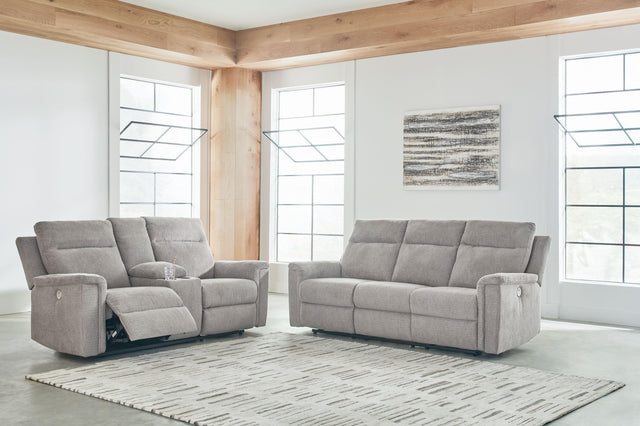 Ashley Barnsana - Ash - 2 Pc. - Power Reclining Sofa, Power Reclining Loveseat