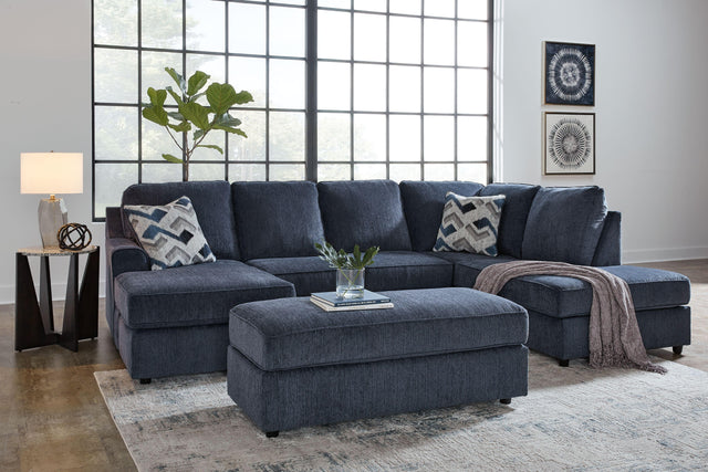 Ashley Albar Place - Cobalt - 3 Pc. - 2-Piece Sectional With Laf Sofa Chaise, Ottoman