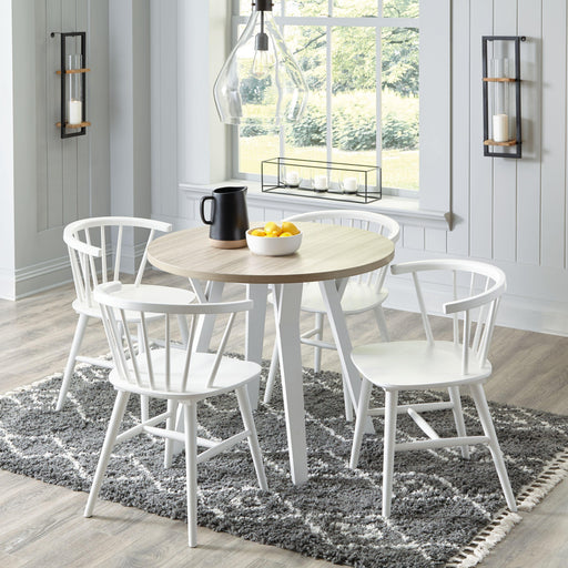 Ashley Grannen - White - 5 Pc. - Round Dining Table, 4 Side Chairs