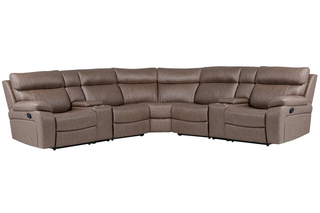 Parker House Theon - 7 Piece Modular Manual Reclining Sectional And Entertainment Console - Stokes Toffee