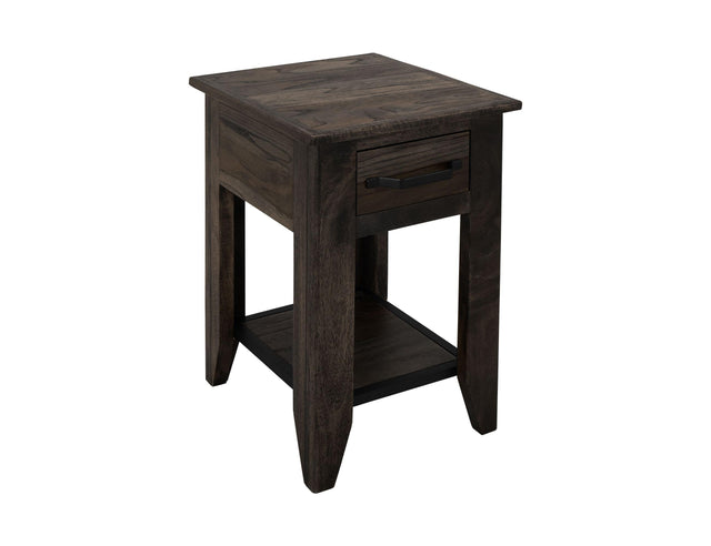 International Furniture Direct Dark Teak - Chairside Table - Oil Black