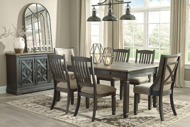 Ashley Tyler Creek - Dark Gray - 8 Pc. - Dining Room Table, 4 Side Chairs, 2 Upholstered Side Chairs, Server
