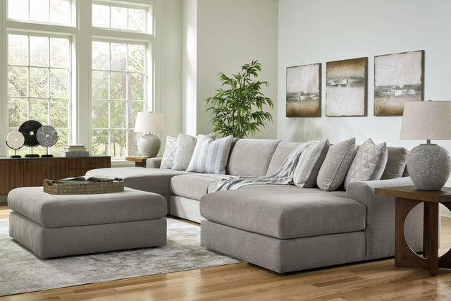 Ashley Avaliyah - Ash - 5 Pc. - 4-Piece Double Chaise Sectional, Ottoman