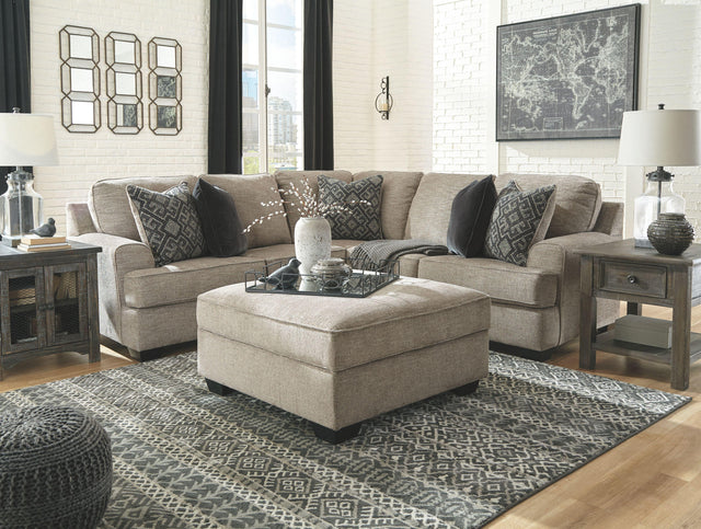 Ashley Bovarian - Stone - 3 Pc. - Right Arm Facing Sofa with Corner Wedge 2 Pc Sectional, Ottoman