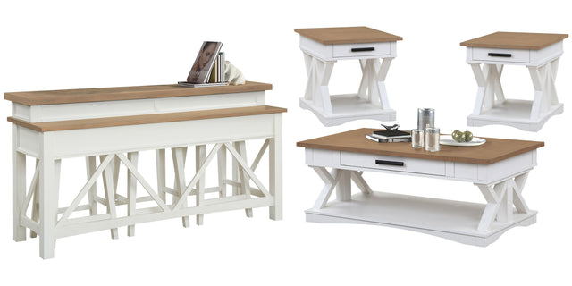 Parker House Americana Modern - Cocktail Table With 2 End Tables And Console Table With 3 Stools - Cotton