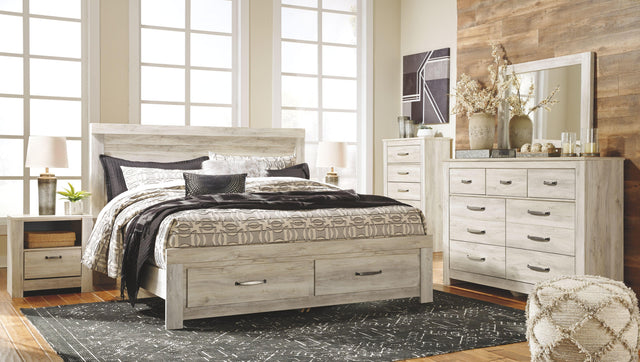 Ashley Bellaby - Whitewash - 9 Pc. - Dresser, Mirror, Chest, King Platform Bed with 2 Storage Drawers, 2 Nightstands