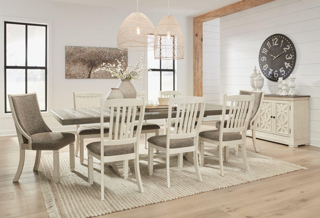 Ashley Bolanburg - Brown / Beige - 12 Pc. - Dining Table, 4 Side Chairs, 2 Uph Side Chairs, Bench, Server, 2 Cabinets