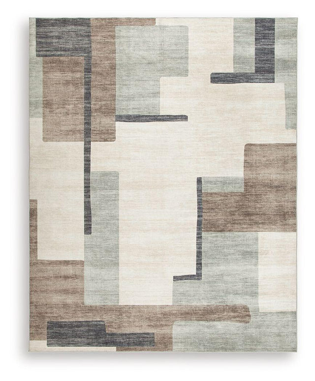 Ashley Larkport Washable Large Rug - Cream/Brown/Gray