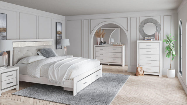 Ashley Altyra - White - King Upholstered Storage Bed - 8 Pc. - Dresser, Mirror, King Bed, 2 Nightstands