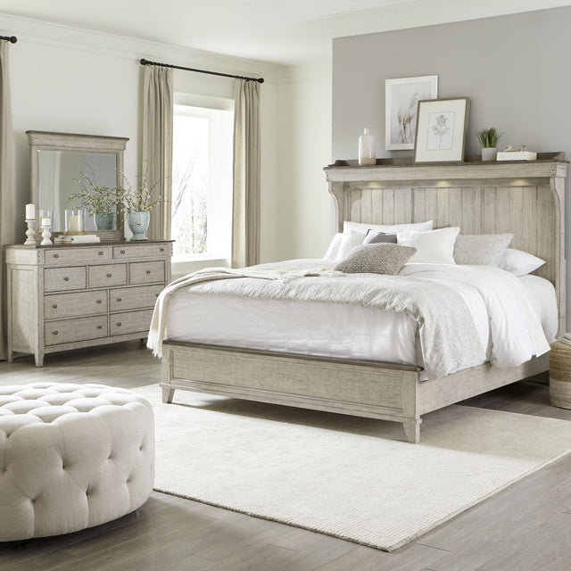 Liberty Furniture Ivy Hollow - 3 Piece Bedroom Set (Queen Mantle Bed, Dresser & Mirror) - White