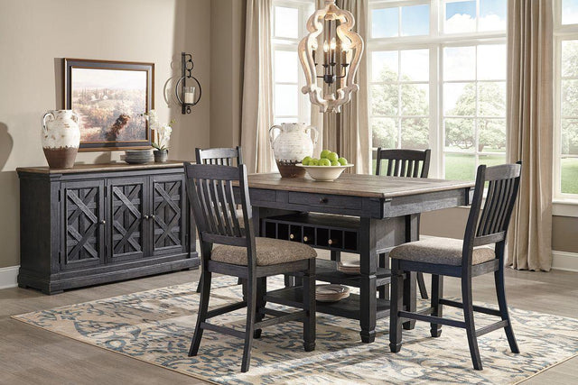 Ashley Tyler Creek - Dark Gray - 6 Pc. - Counter Table, 4 Barstools, Server