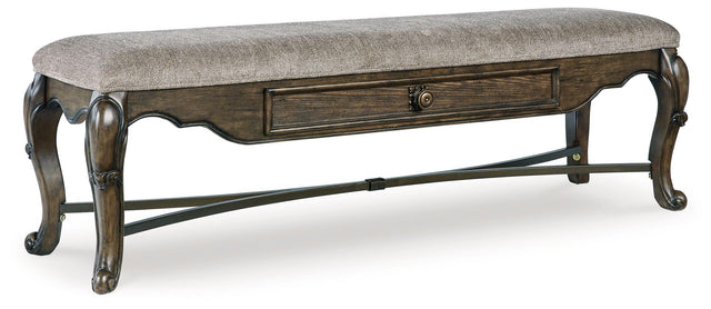 Ashley Maylee Upholstered Storage Bench - Dark Brown