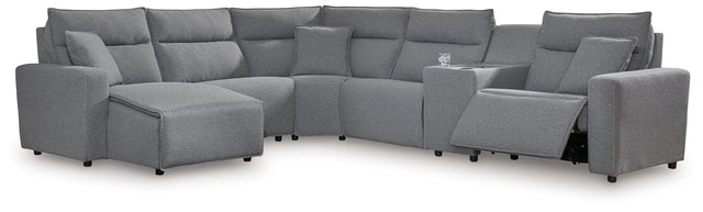 Ashley Modmax - Salt And Pepper - 6-Piece Power Reclining Sectional With LAF Power Chaise And With Storage Console