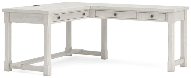 Ashley Robbinsdale - L-Shaped Home Office Desk - Antique White