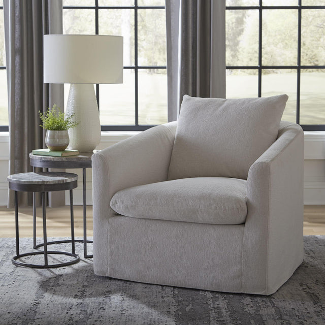 Liberty Furniture Saxton - Upholstered Swivel Accent Chair - Ivory