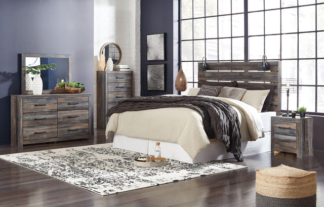 Ashley Drystan - Dark Gray - 6 Pc. - Dresser, Mirror, Chest, King Panel Headboard, Nightstand, Bed Frame