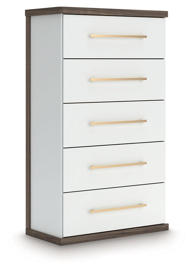 Ashley Kendanport Five Drawer Chest - Brown/White
