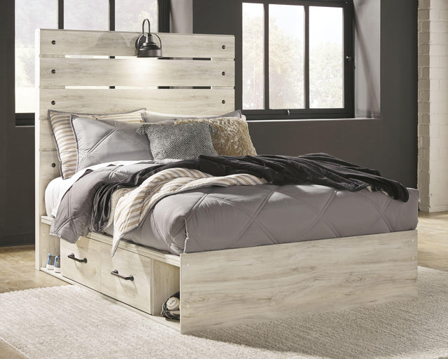 Ashley Cambeck - Whitewash - Full Panel Bed with 4 Storage Drawers