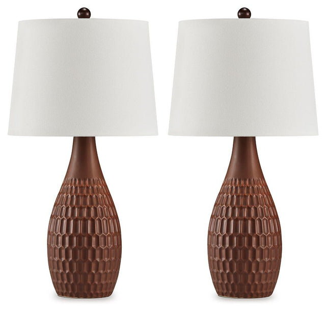 Ashley Cartford Ceramic Table Lamp (2/CN) - Brown