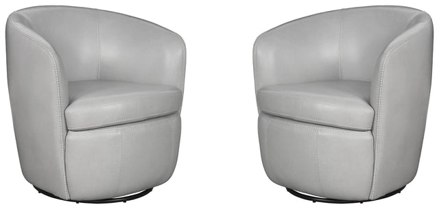 Parker House Barolo - 100% Italian Leather Swivel Club Chair (Set of 2) - Steamboat Ice