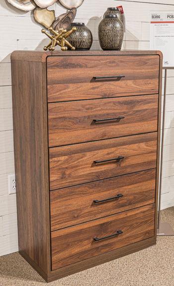 Ashley Fortlorn Five Drawer Chest - Walnut Brown