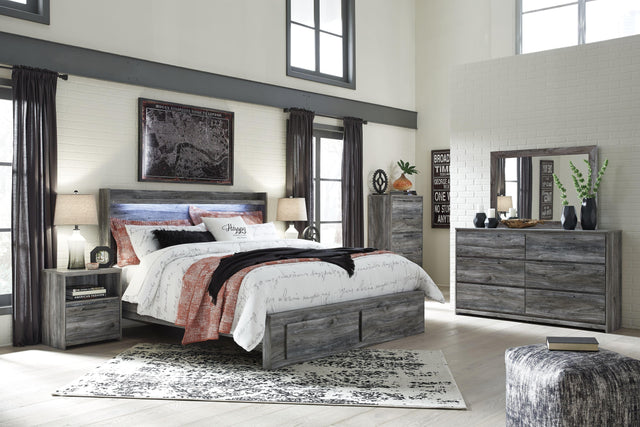 Ashley Baystorm - Gray - 5 Pc. - Chest, King Panel Bed with 2 Storage Drawers