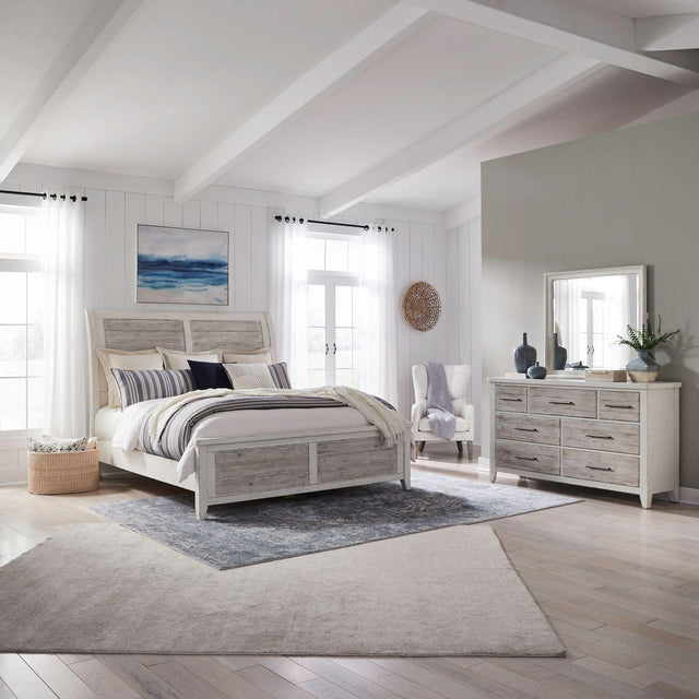 Liberty Furniture Backroads - 3 Piece Bedroom Set (King Sleigh Bed, Dresser & Mirror) - White