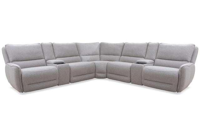 Parker House Stellar - 7 Piece Modular Power Reclining Sectional With Power Adjustable Headrests - Bloke Cotton