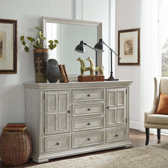 Liberty Furniture Big Valley - Dresser & Mirror - Whitestone