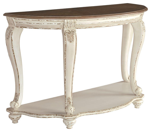 Ashley Realyn Sofa Table - White/Brown
