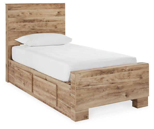 Ashley Hyanna - Tan - Twin Panel Bed With 2 Side Storage