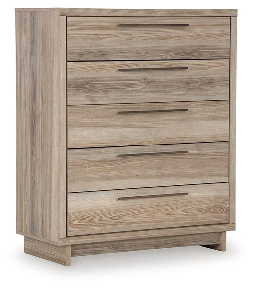 Ashley Hasbrick Five Drawer Wide Chest - Tan
