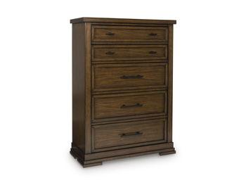 Ashley Taffenbrook Five Drawer Chest - Medium Brown