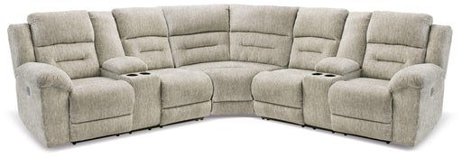 Ashley Family Den - Pewter - 3-Piece Power Reclining Sectional With 2 Loveseats With Console