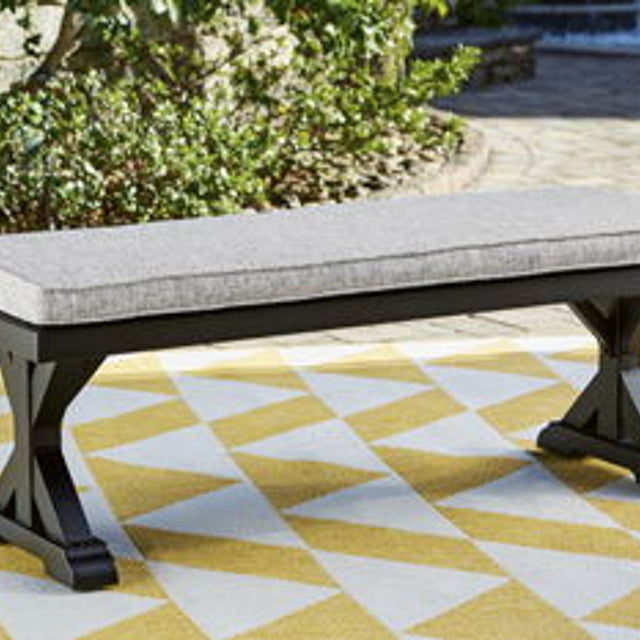 Ashley Beachcroft Bench with Cushion - Black/Light Gray