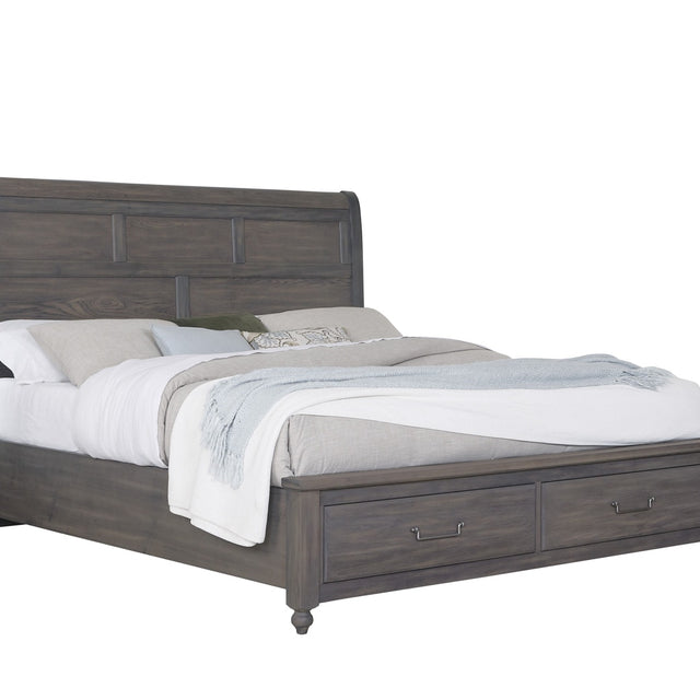 Vaughan-Bassett Vista - Queen Sleigh Foot Storage Bed - Gray