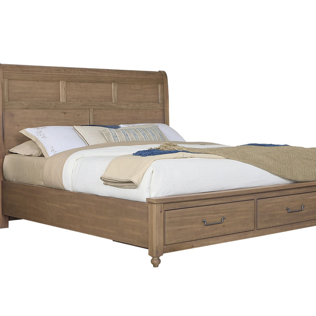 Vaughan-Bassett Vista - King Sleigh Foot Storage Bed - Natural Oak
