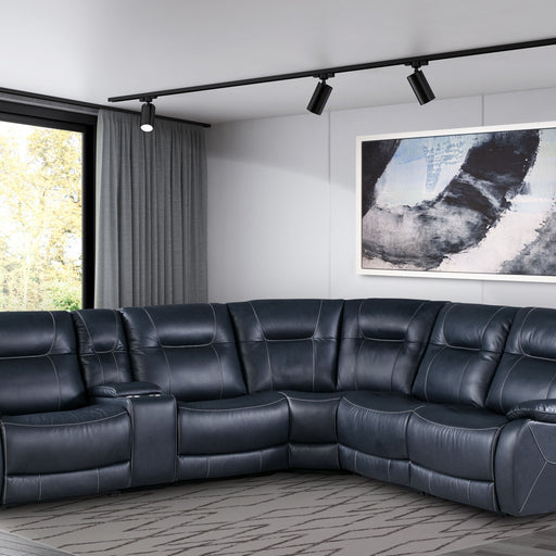 Parker House Axel - 6 Modular Piece Power Reclining Sectional with Power Headrests and Entertainment Console - Admiral