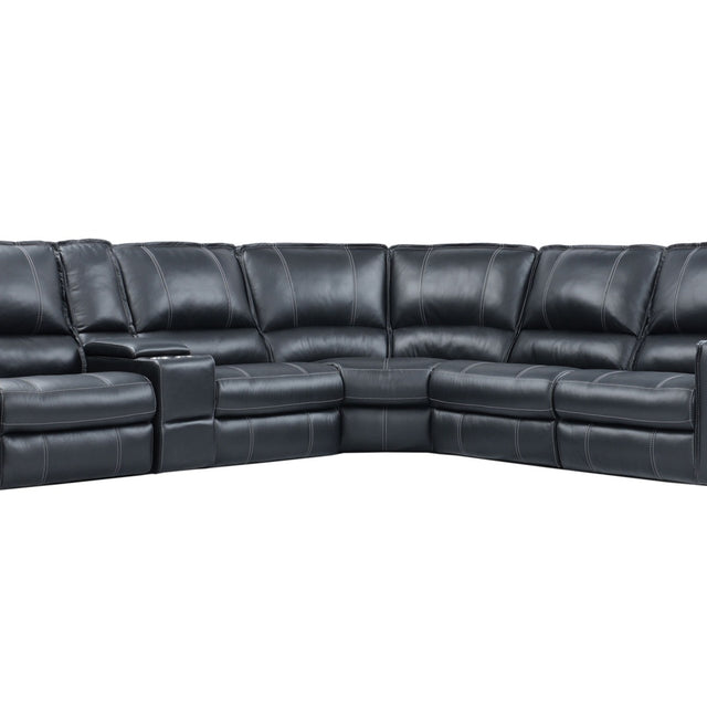 Parker House Rockford - 6 Piece Modular Power Reclining Sectional with Power Headrests and Entertainment Console - VERONA BLACK