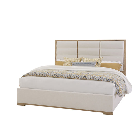 Vaughan-Bassett Crafted Oak - Erin's Queen Upholstered Bed (Headboard, Footboard, Rails) - White Boucle