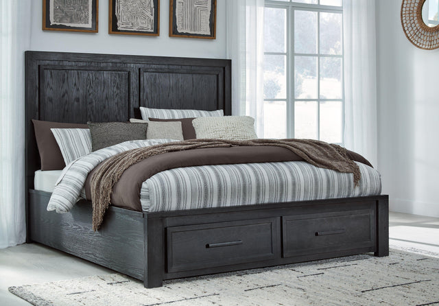 Ashley Foyland - Black / Brown - California King Panel Storage Bed