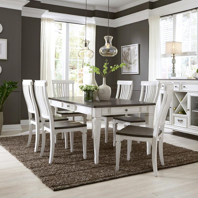Liberty Furniture Allyson Park - 7 Piece Rectangular Table Set - White - Vertical Slat Chairs