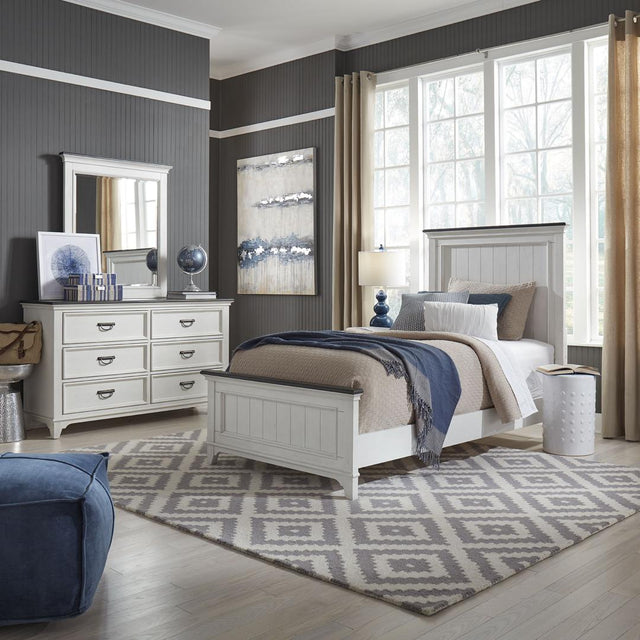 Liberty Furniture Allyson Park - Twin Panel Bed, Dresser & Mirror - White