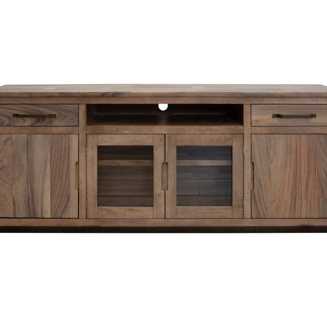 International Furniture Direct Natural Parota - 80" TV Stand - Brown Cappuccino