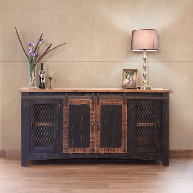 International Furniture Direct Pueblo Black - 70" TV Stand / Console