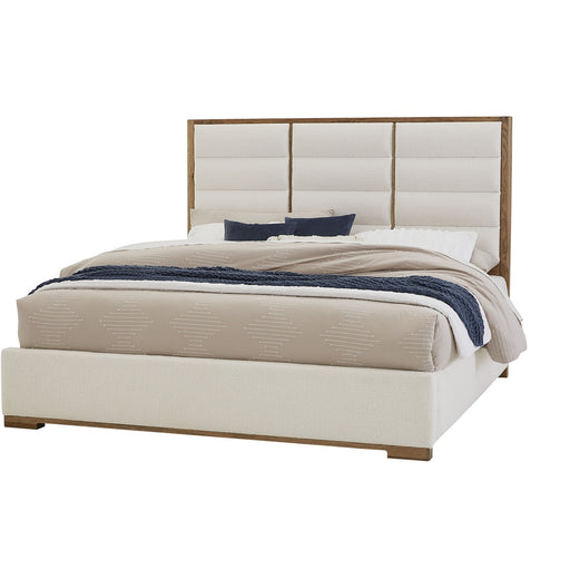 Vaughan-Bassett Crafted Oak - Erin's King Upholstered Bed (Headboard, Footboard And Rails) - White Boucle