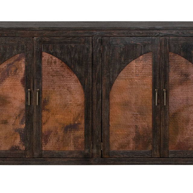 International Furniture Direct Blackburn - 4 Doors Console - Black / Copper