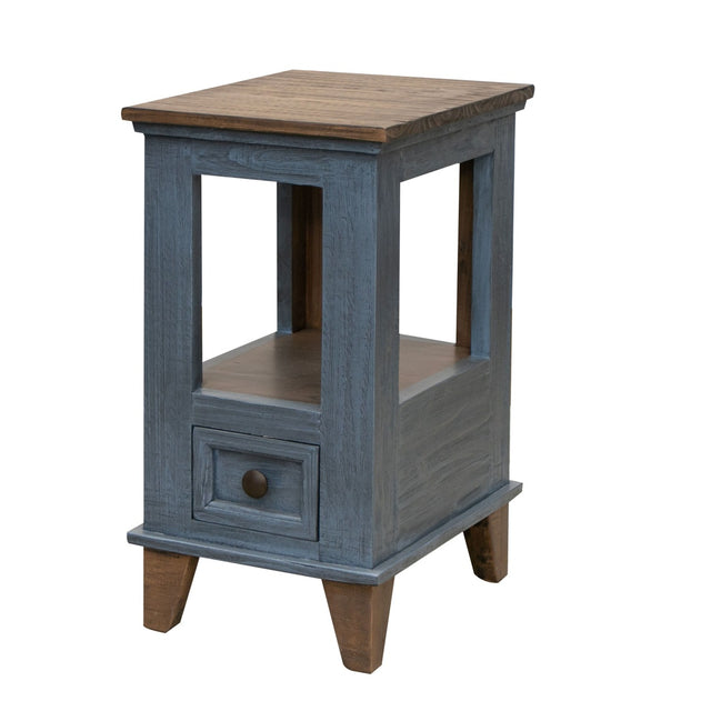 International Furniture Direct Toscana - Chairside Table -  Translucent Blue And Brown