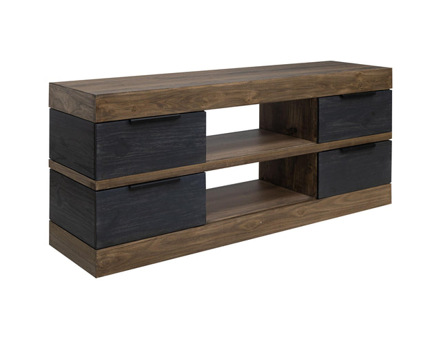International Furniture Direct Tuxedo - Tv Stand - Satin Black And Brown